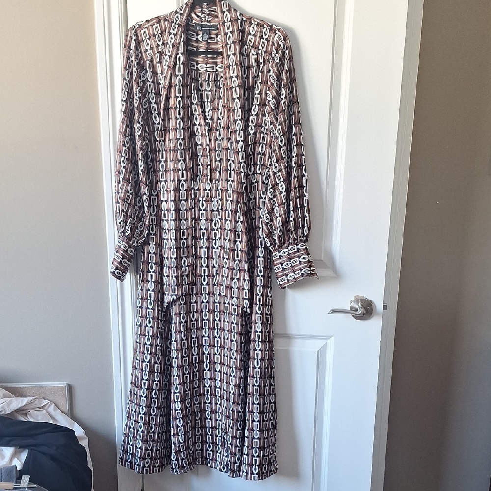 Elegant Brown Patterned Dress Inc